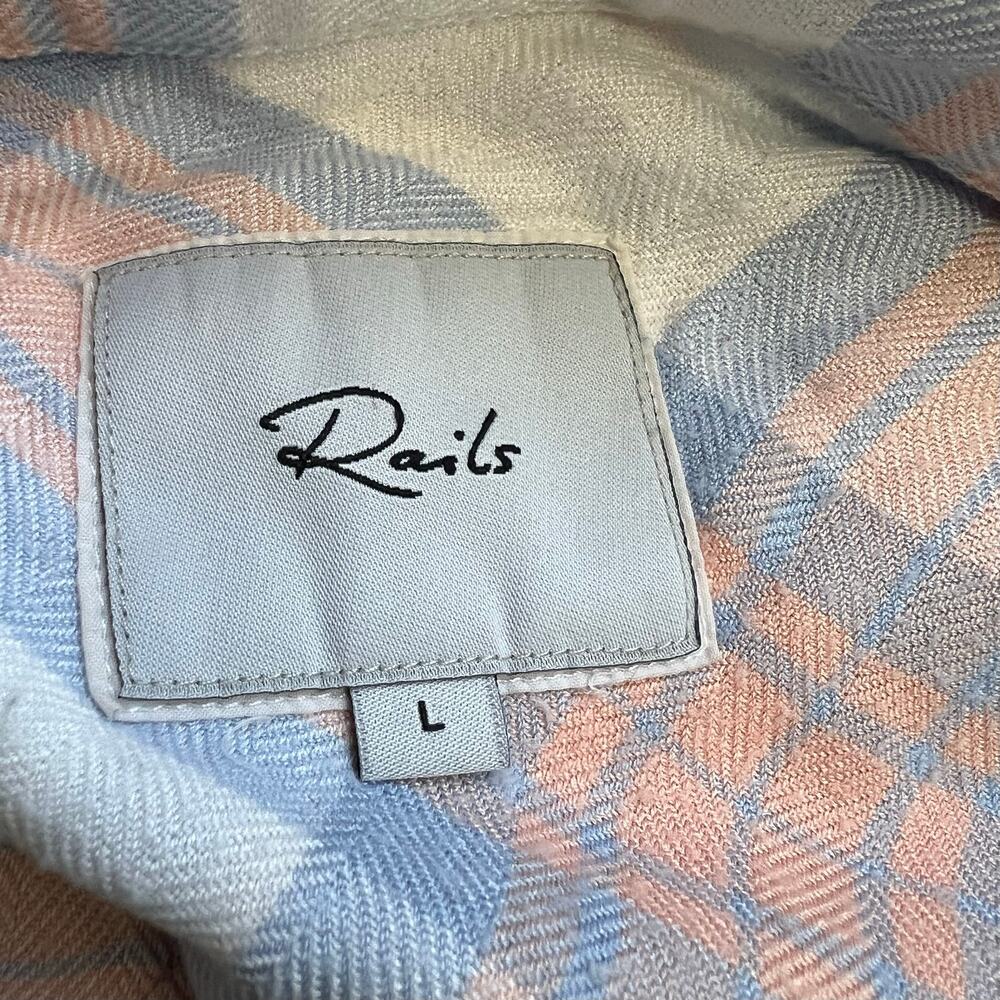 Rails Pastel Plaid Button-Up in Peach & Light Blue western fall size large - Picture 7 of 7